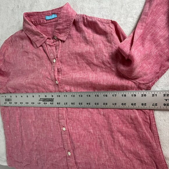 J. McLaughlin Women's Collared Long Sleeve Linen Button Up Shirt Red Medium - Picture 7 of 8